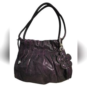 Brighton Breelan Plum Embossed Patent Leather Shoulder Bag NWT w/Dust Bag